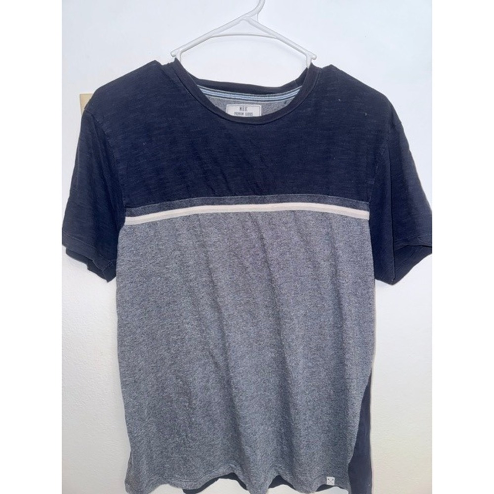 MBX Premium Goods Mens Colorblock Slub T-Shirt Navy Gray Large (E)